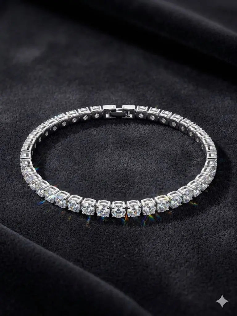 AAA+ Certified, Quality Silver - 925, Gem CZ (Tennis Bracelet), Size 19cm., Weight 7.3gm., ABC-S8204